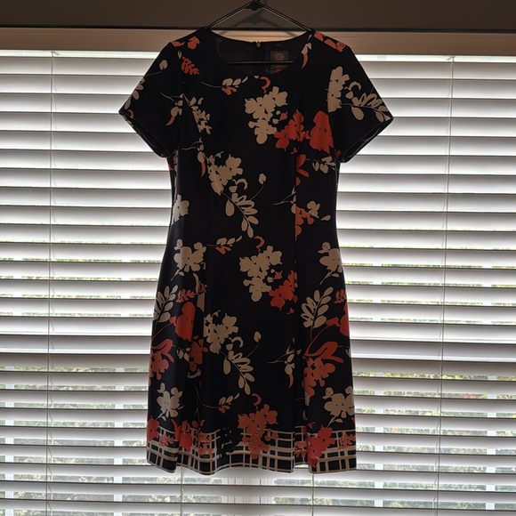 Women's Vince Camuto Blue Floral Dress Size 12 Lining - Picture 3 of 7